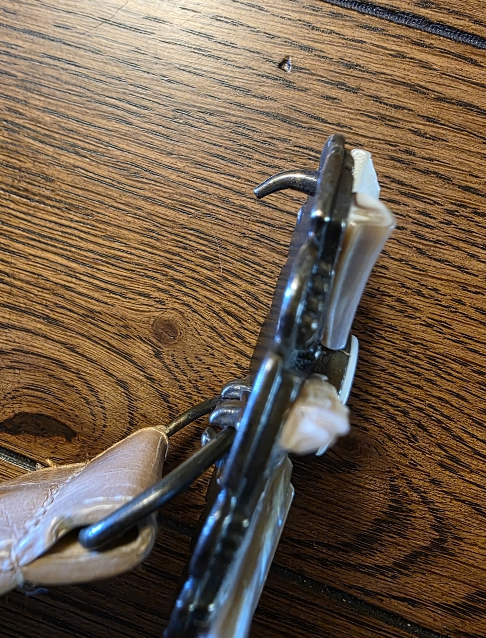 Another Line Sputhwestern Cream Leather Belt with Decorative Floral Buckle Large - Picture 9 of 10